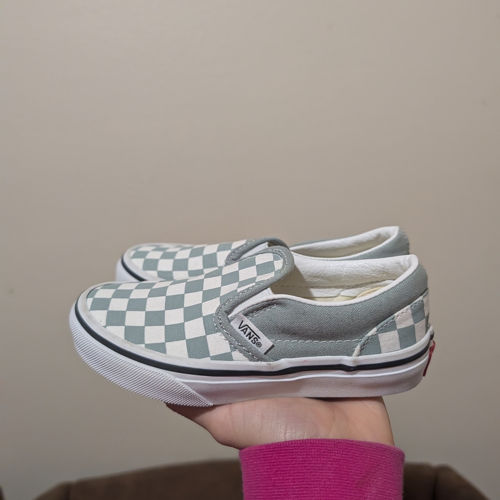 Vans Kids Checkerboard Slip-On Shoes - Gray and White